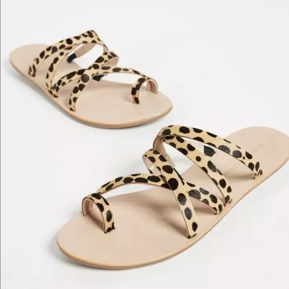 Loeffler Randall cheetah print calf hair sandals